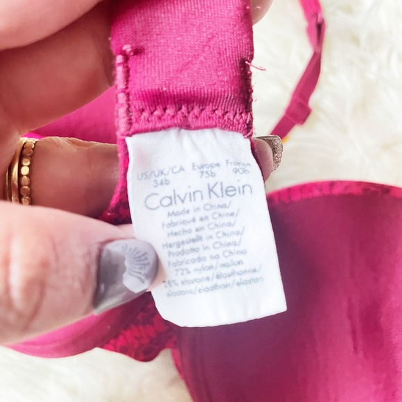 Calvin Klein Red Floral Print Wired Bra Women's Size 34B - Picture 5 of 6